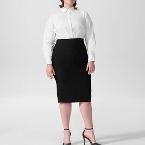 Universal Standard Black Lynn Luxe Twill Pencil Skirt Plus Size 20 Office Work